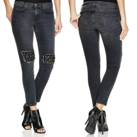 Current/Elliott Stiletto Jeans Nighthouse with Embellishment Size 29 Goth Grunge - Picture 1 of 9